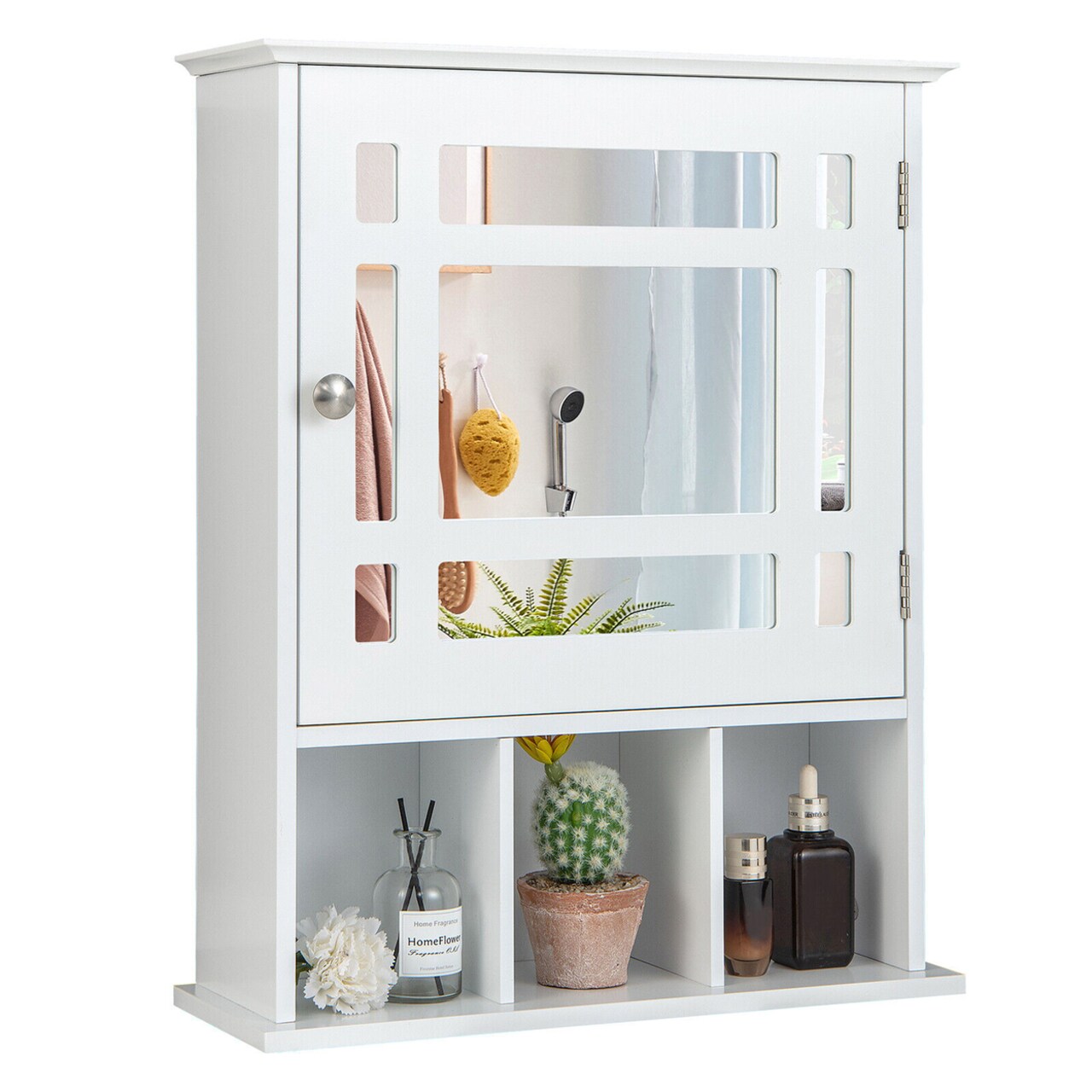 Mirrored Medicine Cabinet Bathroom Wall Mounted Storage W/Adjustable Shelf